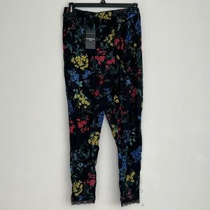 ESSENTIALS ABS size 2X Ladies Vivid Floral Pants PullOn Elastic flat Tie